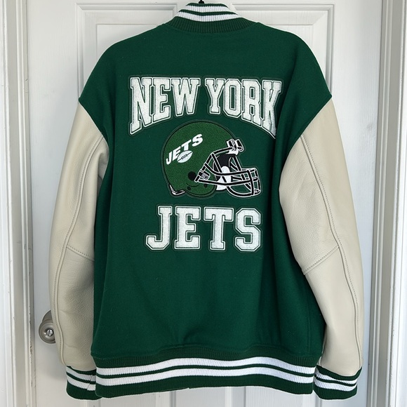 Drake OVO XL letterman’s NFL New York Jets Leather, Wool, and polyester Jacket - Picture 4 of 4